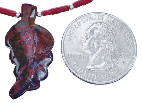 Authentic Sterling Silver Coral And Agate Bead Leaf Southwestern Necklace BX120842